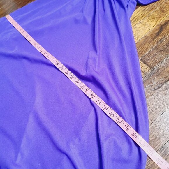 Vintage 90s Purple Chiffon Gathered Long Semi Sheer Sleeve Maxi Dress - Picture 12 of 17